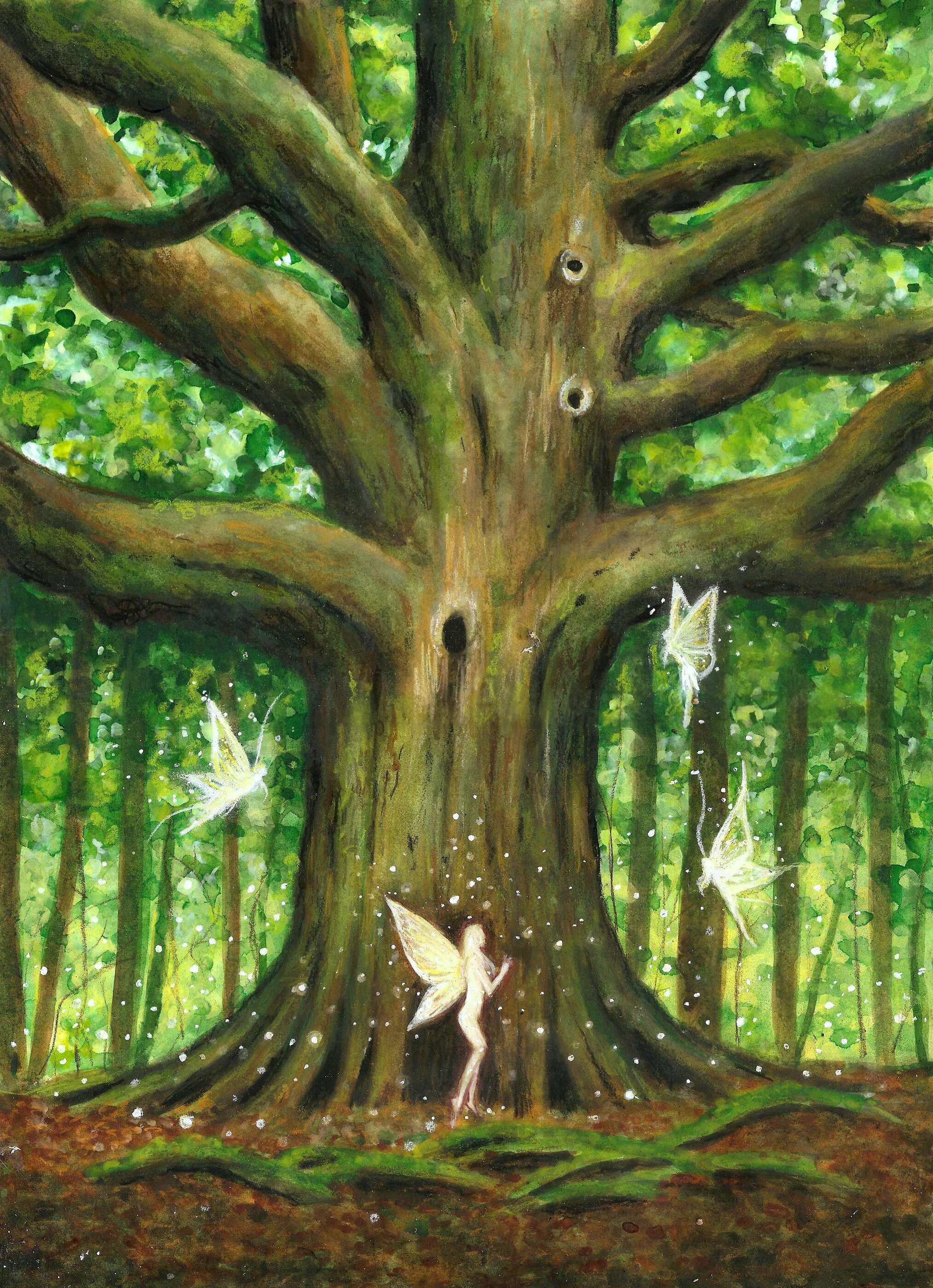 Print Enchanted Faerie Tree forest fantasy fairy art Etsy