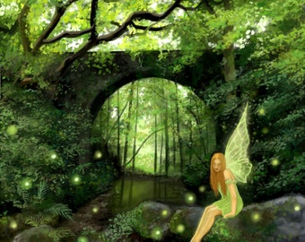 PRINT Faery by the river, fantasy fairy art