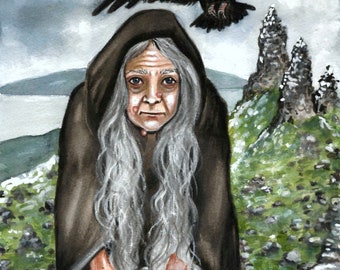 Print, The Cailleach, goddess art, wise woman, crone, pagan, wiccan art