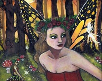 PRINT Faeries of the forest glade, fantasy, fairy art, magical, fairyland, woodland, forest