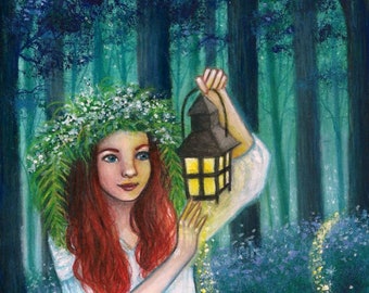 Print Brigid, goddess, imbolc - Maiden Goddess, Fantasy, pagan art