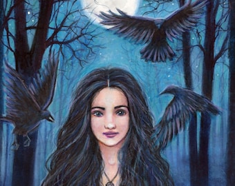 Print - The Morrighan, goddess, Fantasy, pagan art, wicca, spiritual, dark, gothic
