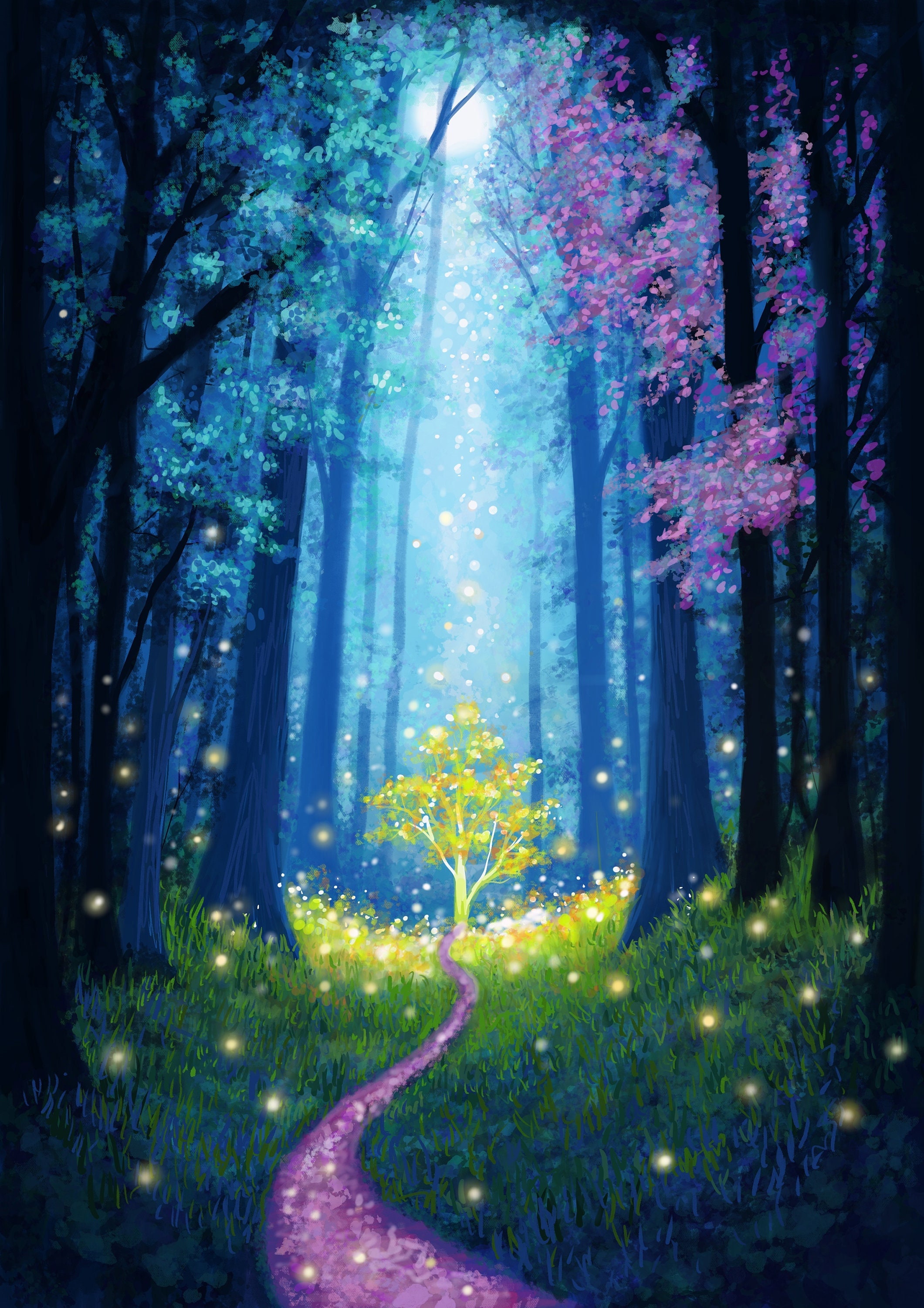 Carta da parati per bambini con castello delle fate, foresta delle fate, stacca e attacca, decorazione da parete per la cameretta delle bambine, porta delle fate, carta da parati floreale