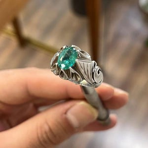 Handmade ring,925 Sterling silver ring,Gift for him,Emerald ring,Gift for her,Anniversary gift,Boho Chic jewelry,Gemstone jewelry