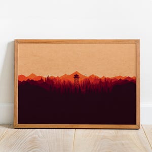 Plakat Firewatch, Sztuka ścienna, Wydruk retro, Wydruki na papierze Kraft, Wystrój domu, Prezent z plakatu gry