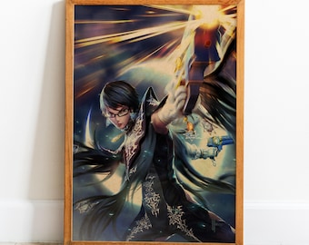 Poster retrò di Bayonetta / Arte murale del gioco / Decorazione murale / Stampa su carta kraft