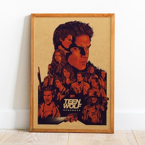 Pôster de Teen Wolf, arte de parede, impressão retrô, impressões de papel kraft, decoração para casa, pôster de série de TV para presente