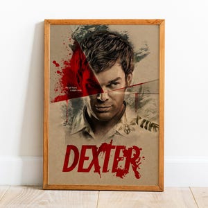 Poster Dexter, arte murale, stampa retrò, stampe su carta kraft, arredamento per la casa, poster della serie TV in regalo