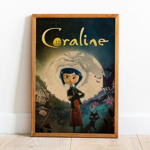 Poster Coraline, Arte murale, Stampa retrò, Stampe su carta Kraft, Arredamento per la casa, Regalo poster del film