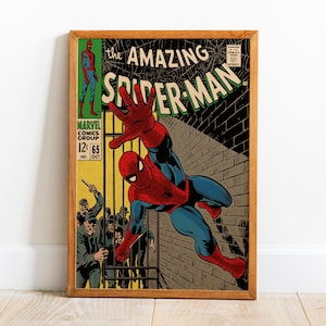 Póster de portada de cómic de Spiderman, arte de pared, impresión retro, impresiones en papel Kraft, decoración del hogar, póster de película de regalo