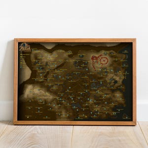 Affiche de carte The Legend of Zelda, art mural, impression rétro, impressions sur papier kraft, décoration d'intérieur, affiche de jeu cadeau