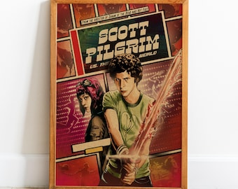Póster retro de Scott Pilgrim vs. The World / Arte mural de película / Decoración de pared / Impresión en papel kraft