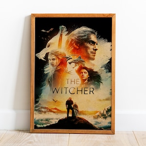 Poster di The Witcher, arte murale, stampa retrò, stampe su carta kraft, arredamento per la casa, poster di serie TV in regalo