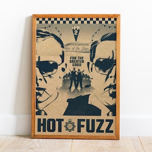Póster de Hot Fuzz, arte de pared, impresión retro, impresiones en papel Kraft, decoración del hogar, póster de película de regalo