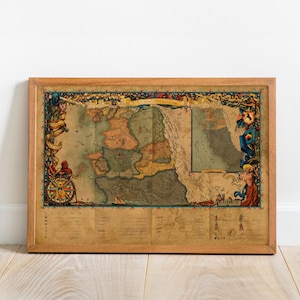 Affiche carte The Witcher 3, oeuvre d'art mural, impression rétro, impressions sur papier kraft, décoration d'intérieur, affiche de jeu cadeau