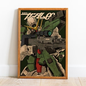 Póster de Gundam, arte de pared, impresión retro, impresiones en papel Kraft, decoración del hogar, póster de juego, regalo n.° 2