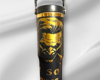 30z The Joker Tumbler | Gold plated Laser Engraved Tumbler | Handle, Lid and Straw Included