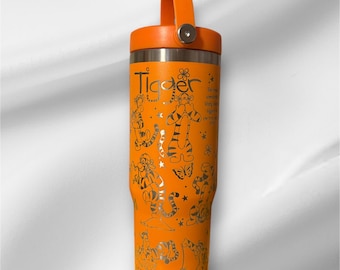 30z Tigger from Winnie the Pooh Tumbler |  Laser Engraved Tumbler | Handle, Lid and Straw Included