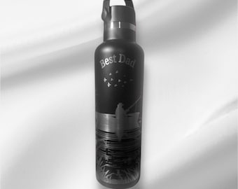 20oz Fishing Lover Stainless Steel Bottle | Laser Engraved Bottle