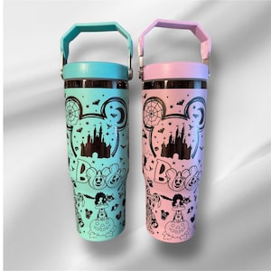 Vaso de Halloween de Disney de 30 oz / Vaso grabado con láser / Asa, tapa y pajita incluidas