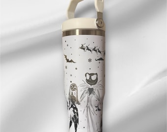 30z Nightmare Before Christmas Personalized Tumbler |  Laser Engraved Tumbler | Handle, Lid and Straw Included