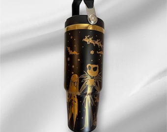 Nightmare Before Christmas Tumbler | 30oz Gold Laser Engraved Cup
