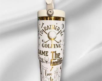 Golf Tumbler | 30oz Gold Laser Engraved Cup