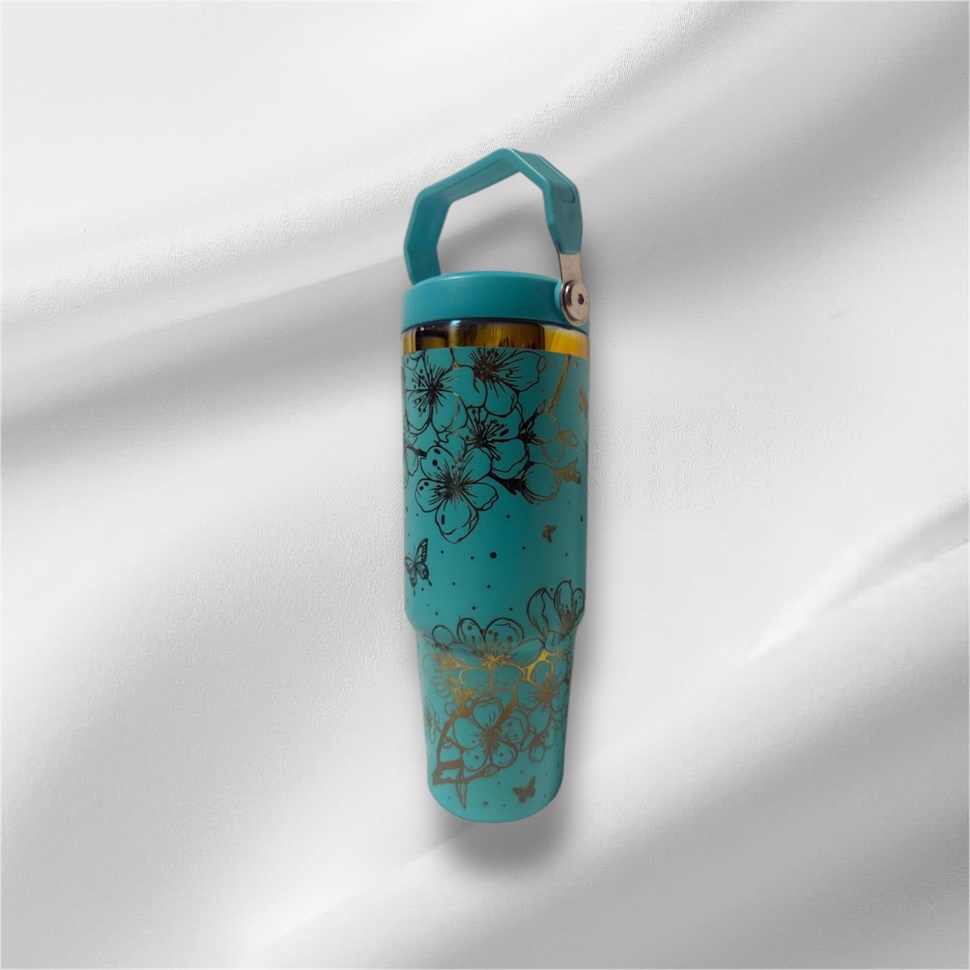 30z R Us 30z Rainbow Accent Cherry Blossom Tumbler | Laser Engraved Tumbler ...