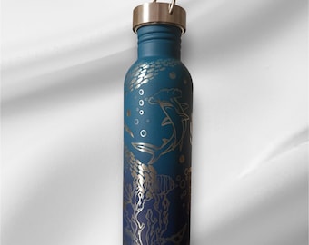 20 Unzen Haifisch-Liebhaber-Edelstahl-Flasche | Lasergravierte Flasche