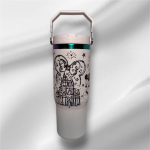 30z Rainbow Accent Disney Tumbler | Laser Engraved Tumbler | Handle, Lid and Straw Included
