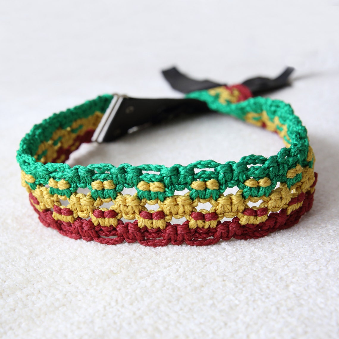 Guitar Strap Macrame Red Yellow and Green Etsy
