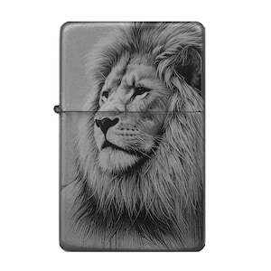Lion lighter: customizable lighter with lion head engraving – gift, zodiac sign, majestic mane, personalized