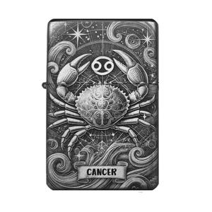 Zodiac sign Cancer lighter – Mystical crab engraving, personalized with desired text, horoscope gift for astrology fans