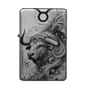 Zodiac lighter Taurus - elegant Taurus design, astrological motif with stars - customizable, zodiac sign gift Taurus