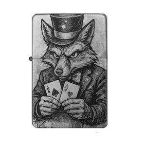 Gegraveerde aansteker met pokervosmotief – cadeau voor kaartspelers, met twee azen, gepersonaliseerde kaarthouder aansteker