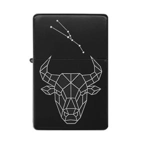 Taurus lighter with zodiac sign engraving – Geometric Taurus lineart look, customizable and unique, zodiac sign gift