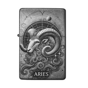 Aries zodiac lighter with engraving – ram head design, customizable, astrology gift idea, Aries zodiac gift