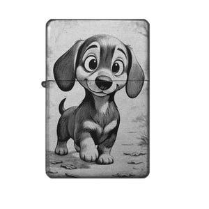Encendedor con motivo de perro en estilo cómic: personalizable con grabado, regalo para amantes de los animales y cuidadores de perros, así como amantes de los dibujos animados.