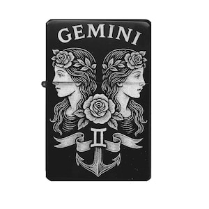 Gemini Zodiac Lighter – Engraved lighter with Gemini motif, personalized gift for astrology fans