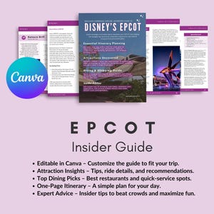 2025 Epcot Travel Guide | Canva Editable Planner | Rides, Dining & Lightning Lane Tips | Disney World Itinerary | Instant Download PDF
