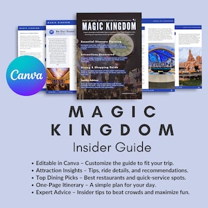 2025 Magic Kingdom Guide | Editable in Canva | Rides, Dining & Lightning Lane Tips | Free Planner Included | Instant Download PDF |