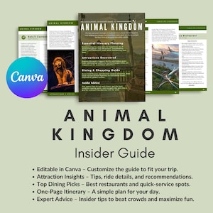 2025 Animal Kingdom Guide | Editable in Canva | Rides, Dining & Lightning Lane Tips | Disney World Itinerary | FREE Fillable Planner