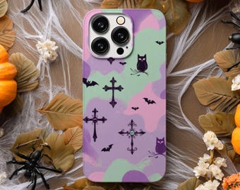Pastel Goth Halloween Phone Case: Silicone TPU Double Layer for Samsung & iPhone