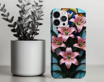 Elegant Pink Lily Floral Phone Case | Tough Protection & Stylish Design | Perfect Spring Accessory Gift