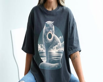 Cosmic Feline Galaxy T-Shirt: Starry Night Cat Astronomy Apparel for Space Enthusiasts & Pet Lovers