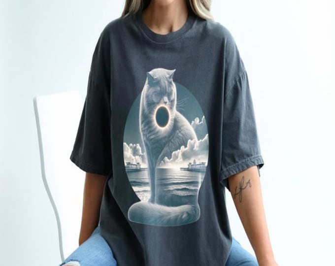 Cosmic Feline Galaxy T-Shirt: Starry Night Cat Astronomy Apparel for Space Enthusiasts & Pet Lovers