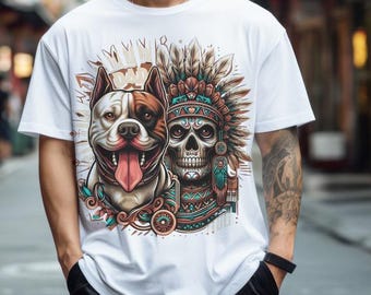 Vibrant Aztec Pitbull Dad Shirt: Personalized Mexican-Inspired Gift for Dog-Loving Fathers