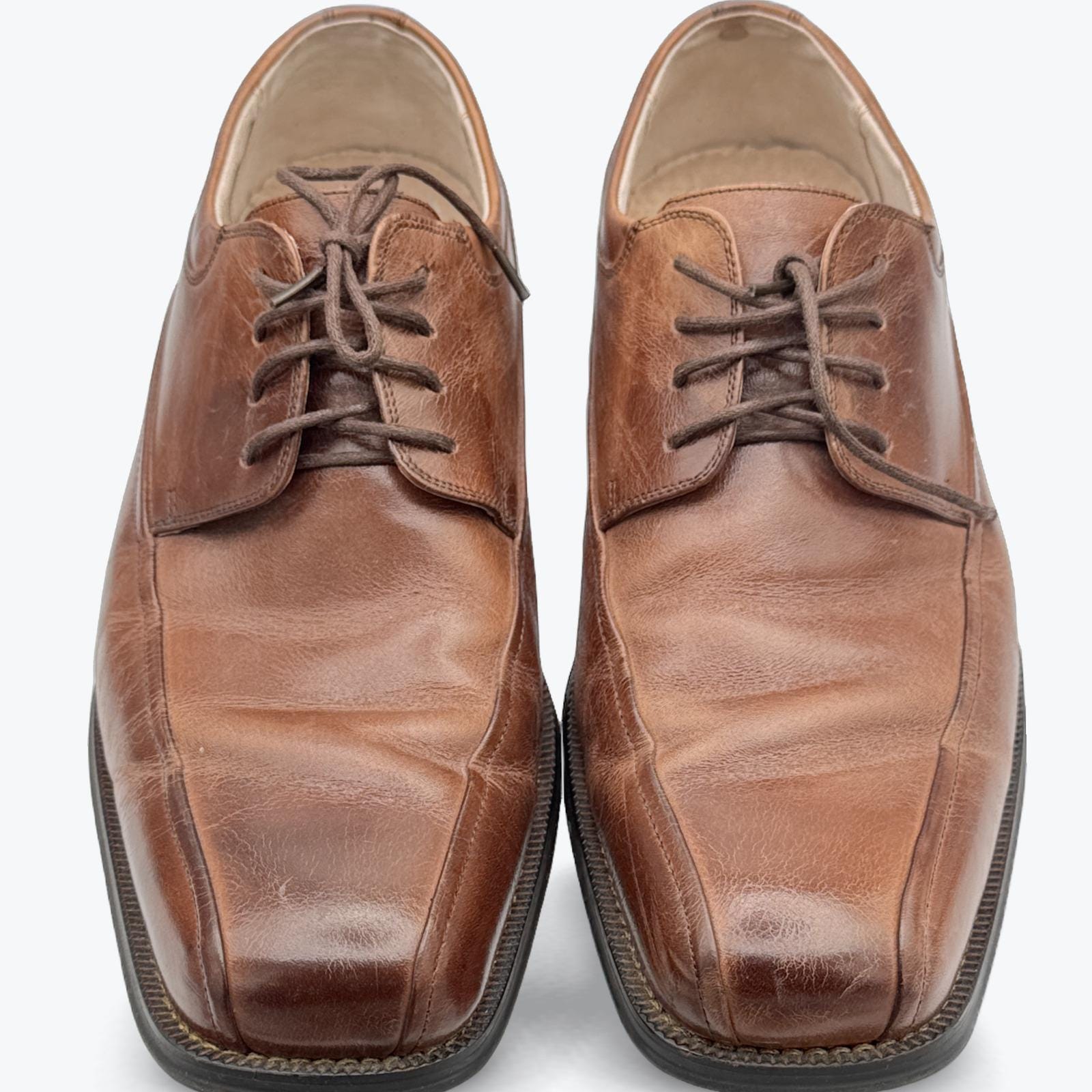 mens brown dress shoes square toe Calf Leather Derby Shoes for Men Glossy Square Toe Black / US 10 / UK 9 / EU 43 main image 0