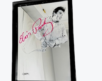 Ed Hardy Bar Spiegel Christian Audigier Elvis Kunstwerk van Betty Harper Ingelijst 13x19