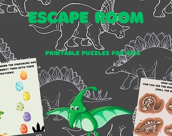 Dinosaur Themed Kids Escape Room - Printable Adventure for kids - Instant Download